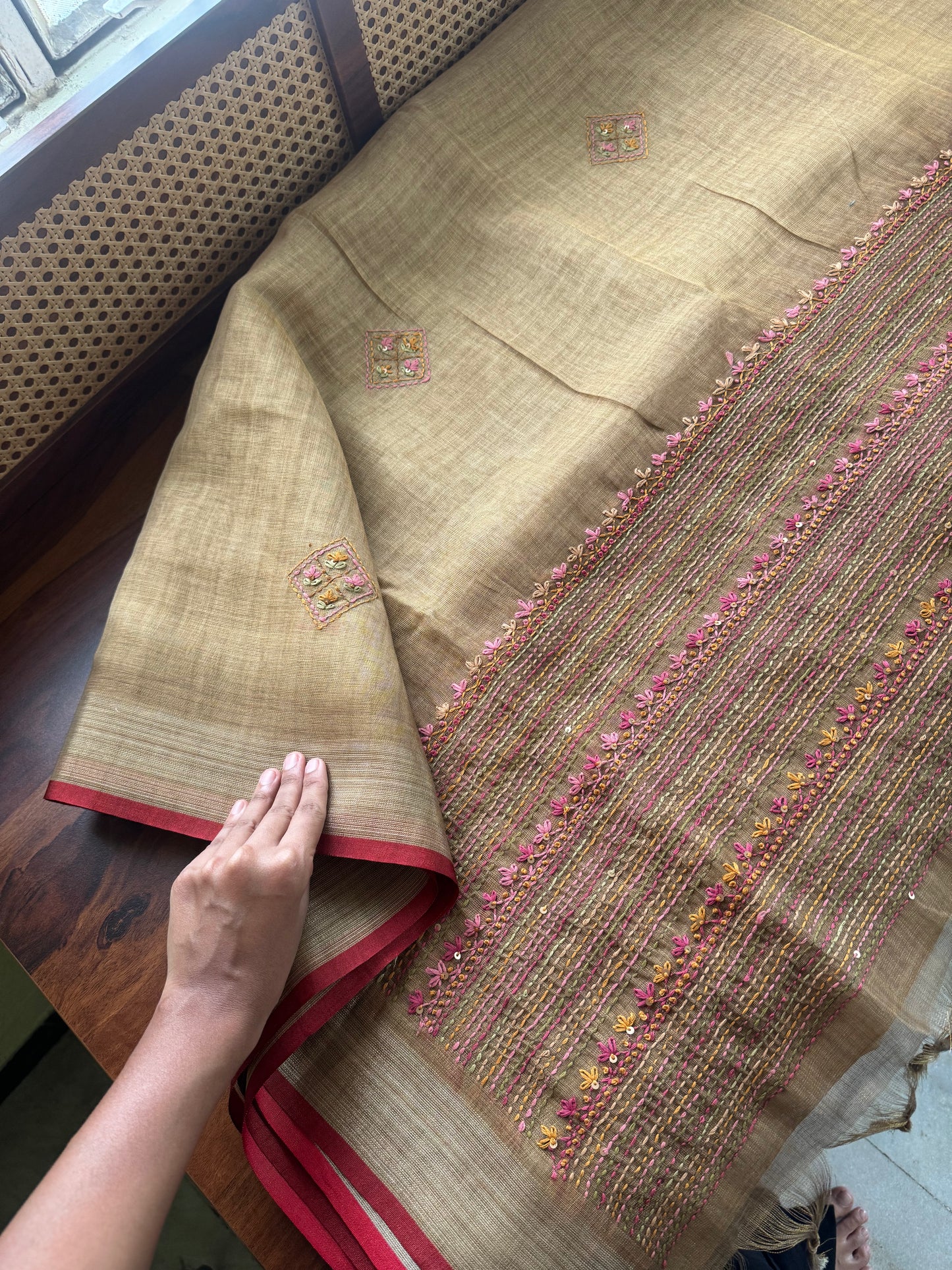 Premium Tissue Linen Sarees with heavy blouse - Mustard Yellow