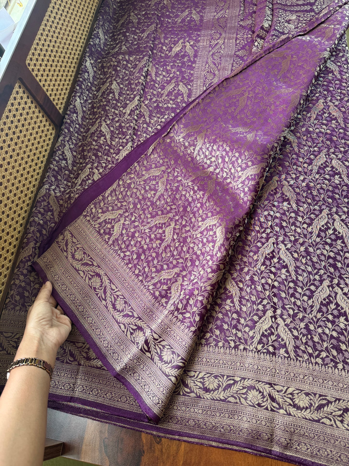 Soft Semi Silk Parrot Saree - Warm Violet