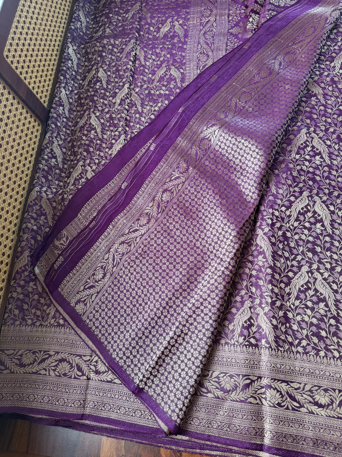 Soft Semi Silk Parrot Saree - Warm Violet