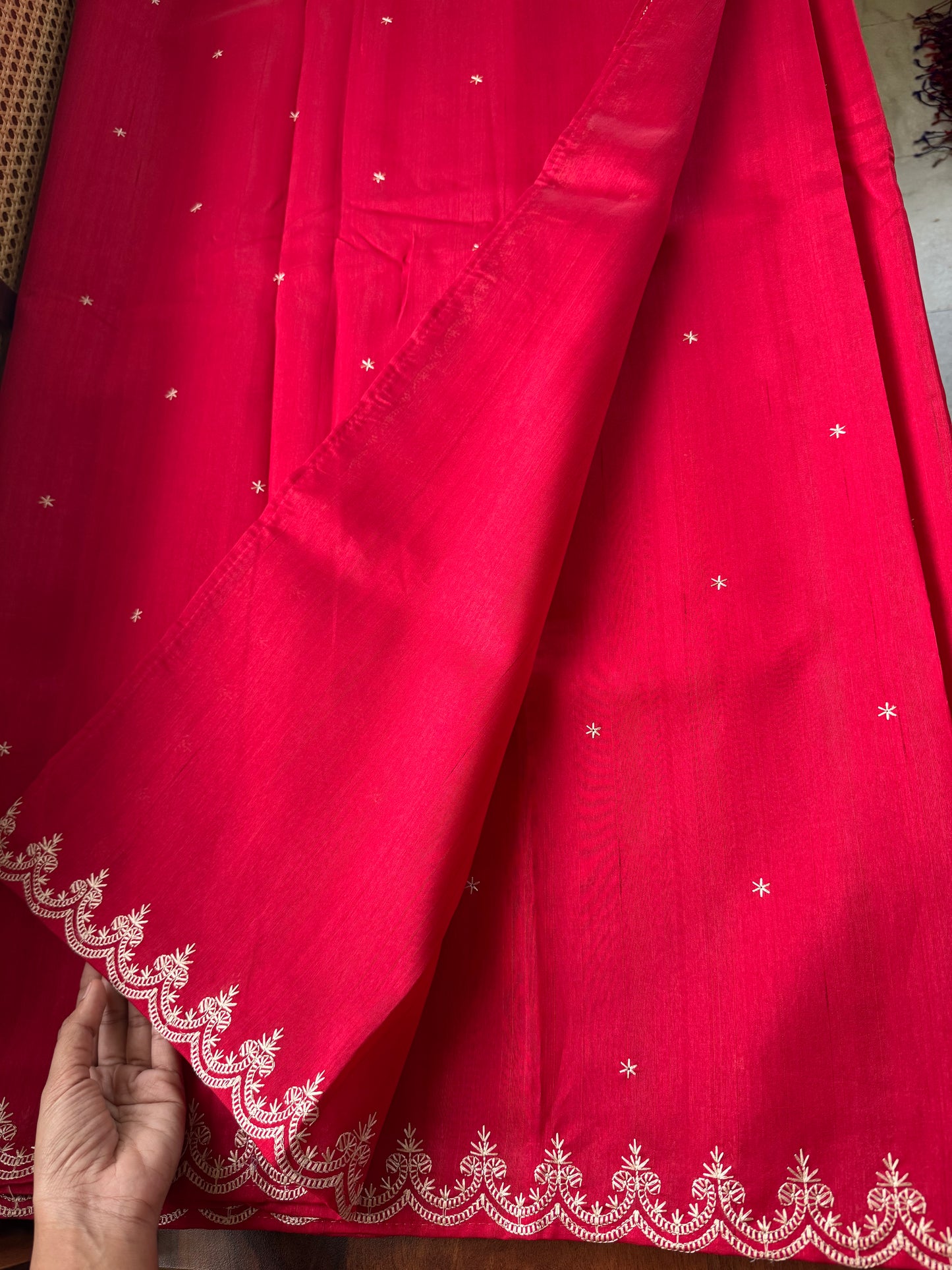 Minimal Mango Semi tussar saree - Red