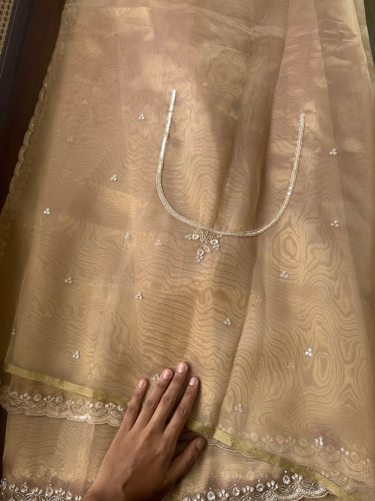 Luxe Tissue Saree with heavy blouse- Molten Golden