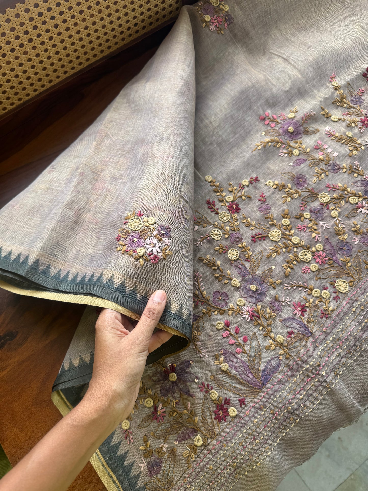 Premium Tissue Linen Sarees - Lavender