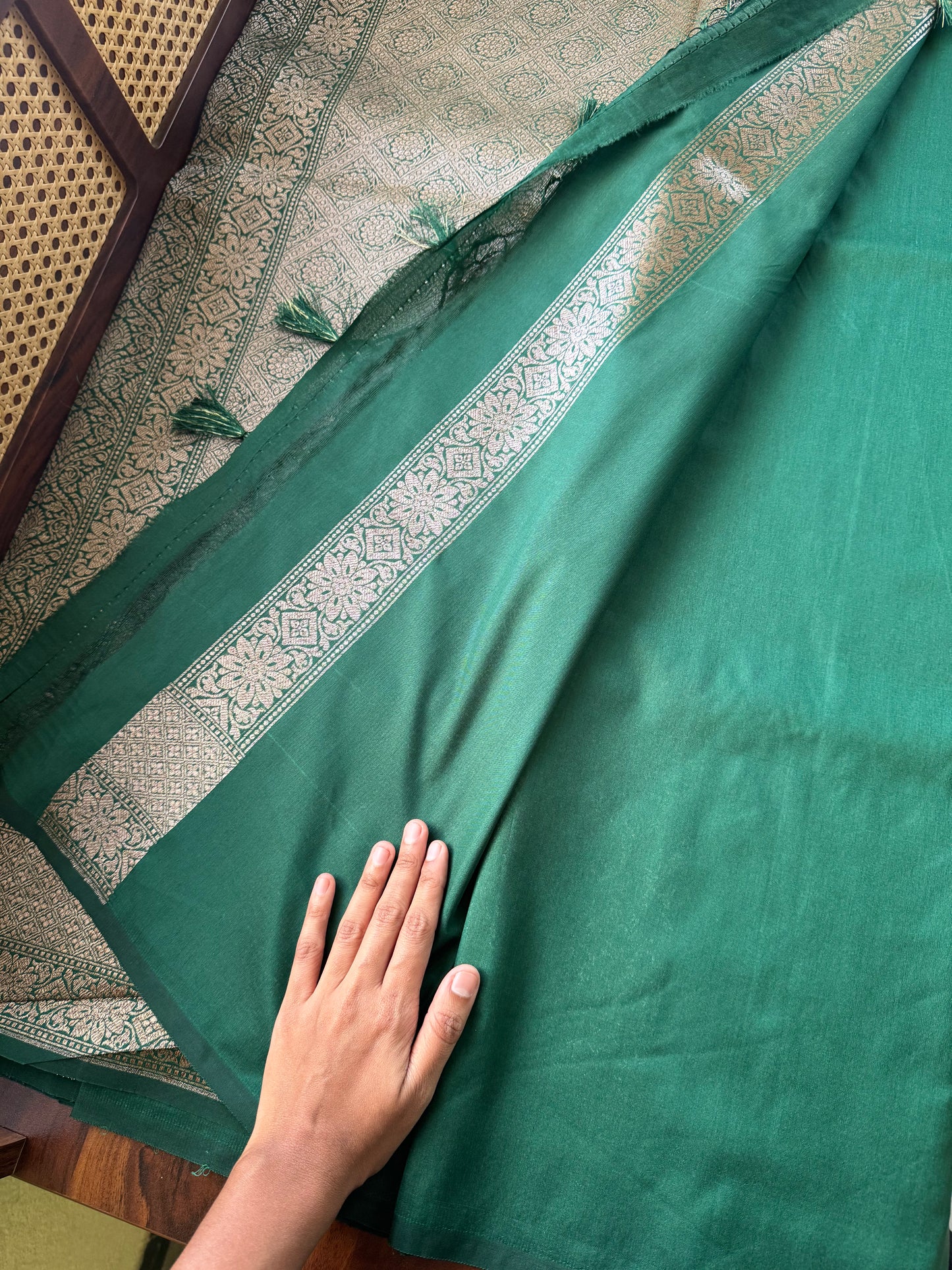 Premium Semi Banaras Saree - Green