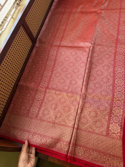 Premium Semi Banaras Saree - Red