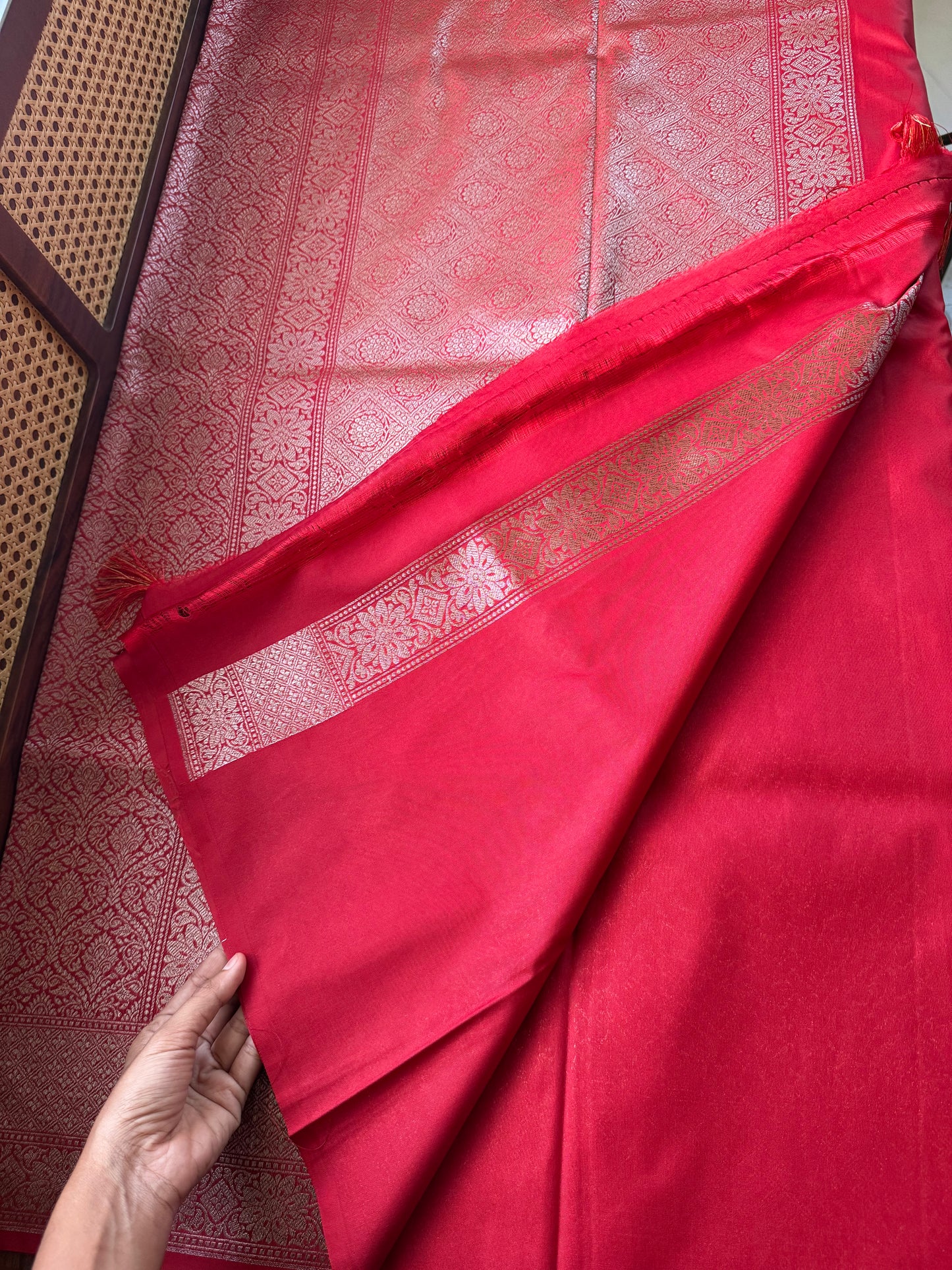 Premium Semi Banaras Saree - Red