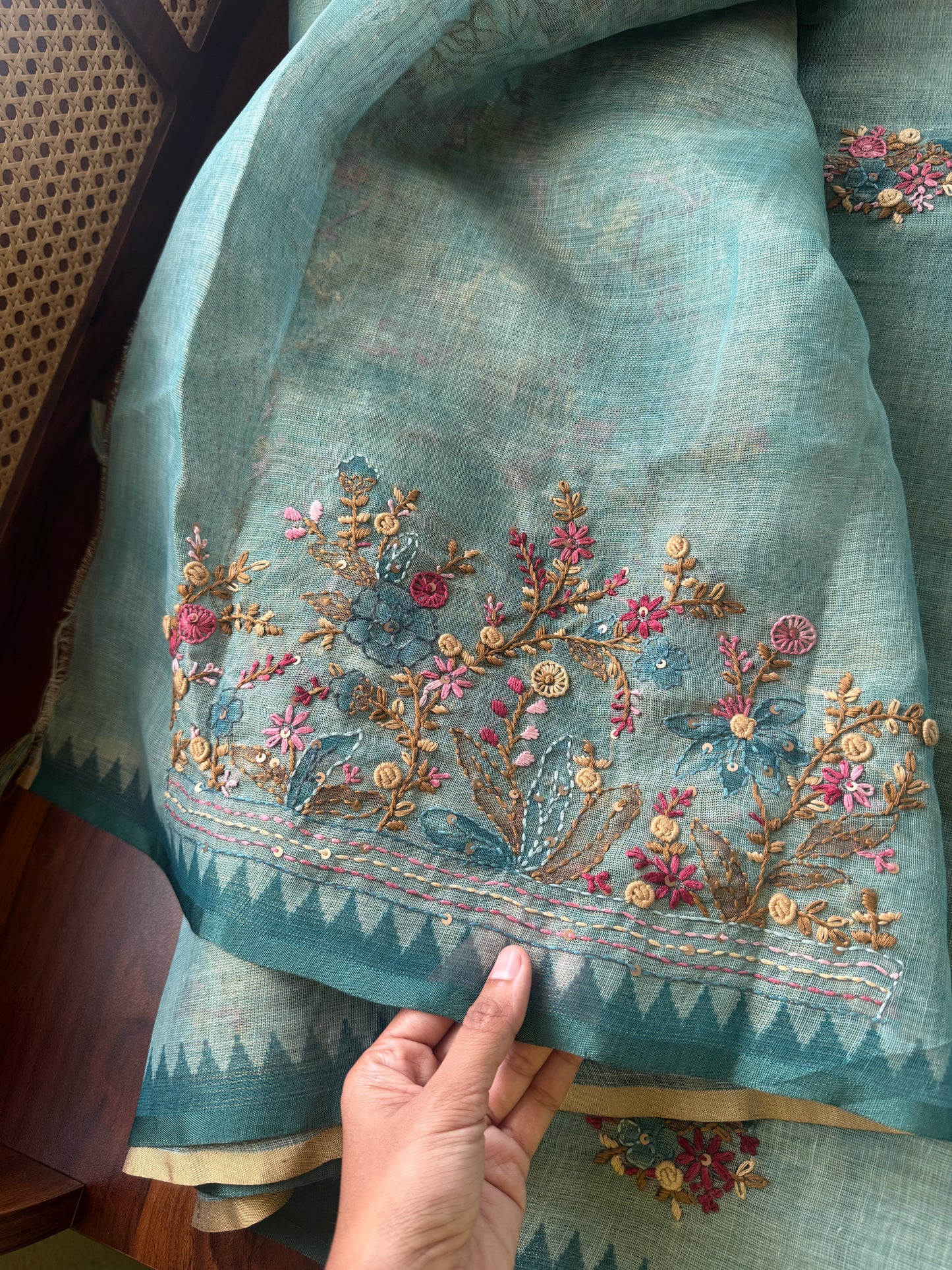 Premium Tissue Linen Sarees - Blue