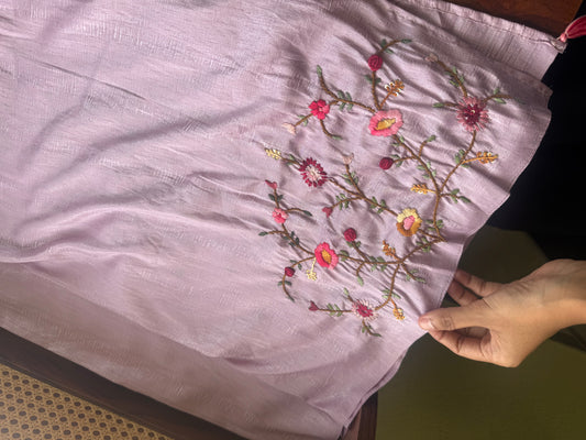 Premium Tussar Blend Saree with Handwork (Heavy Blouse)- Pastel Lavender