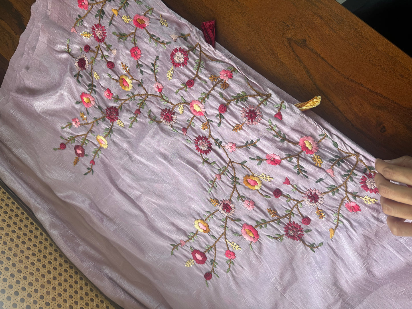 Premium Tussar Blend Saree with Handwork (Heavy Blouse)- Pastel Lavender