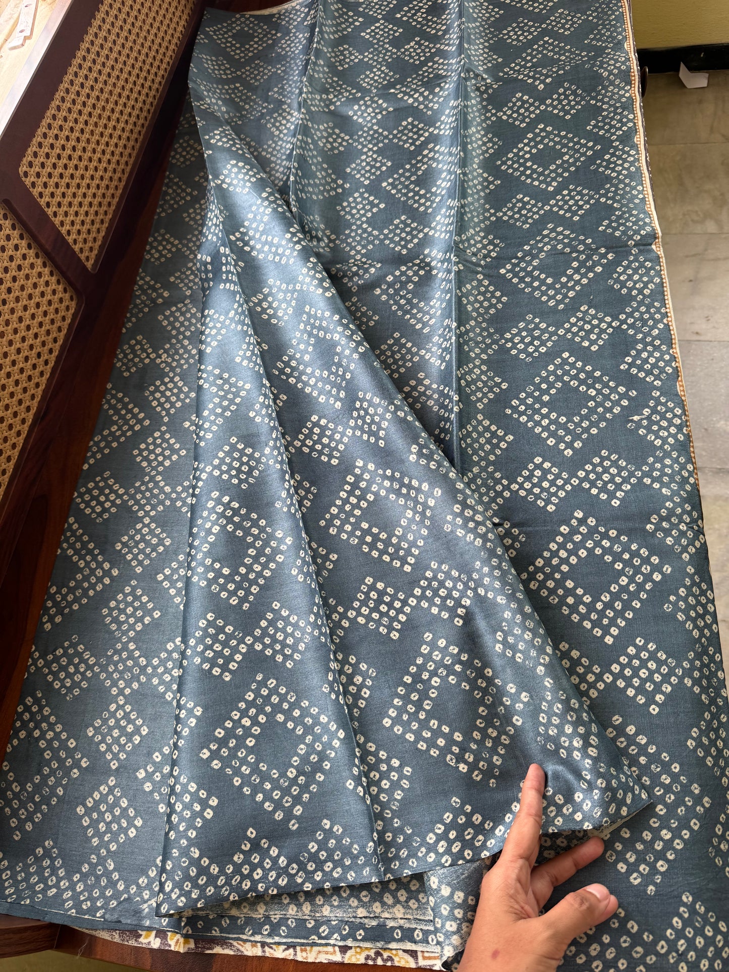 Pure Handloom Tussar Silk Saree - Denim Blue