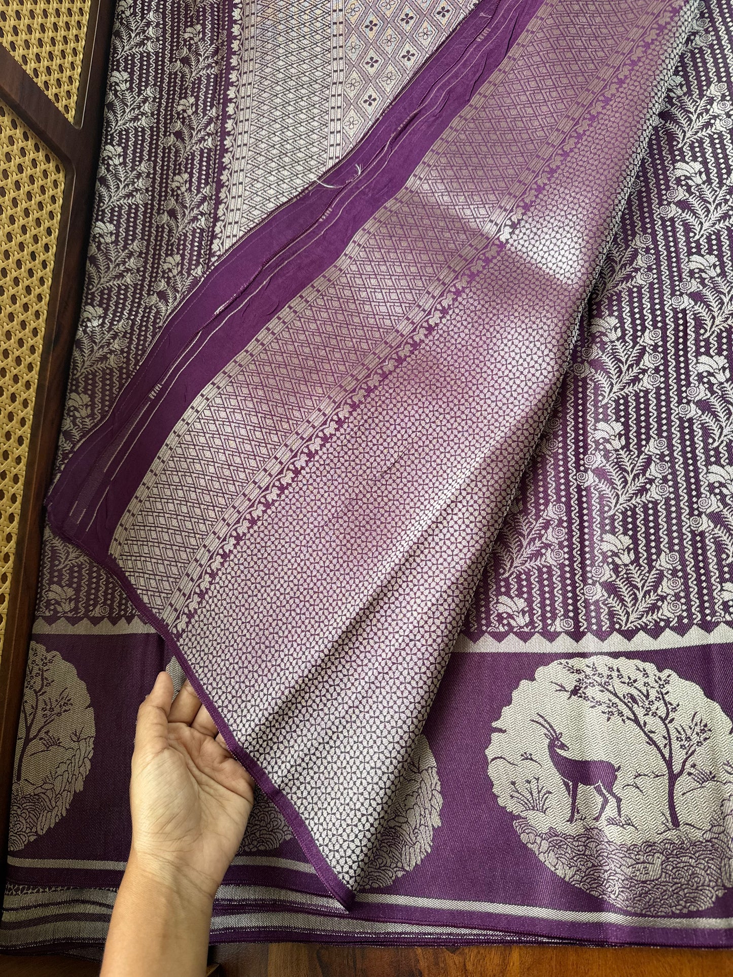 Soft Semi Silk Deer Saree - Warm Violet