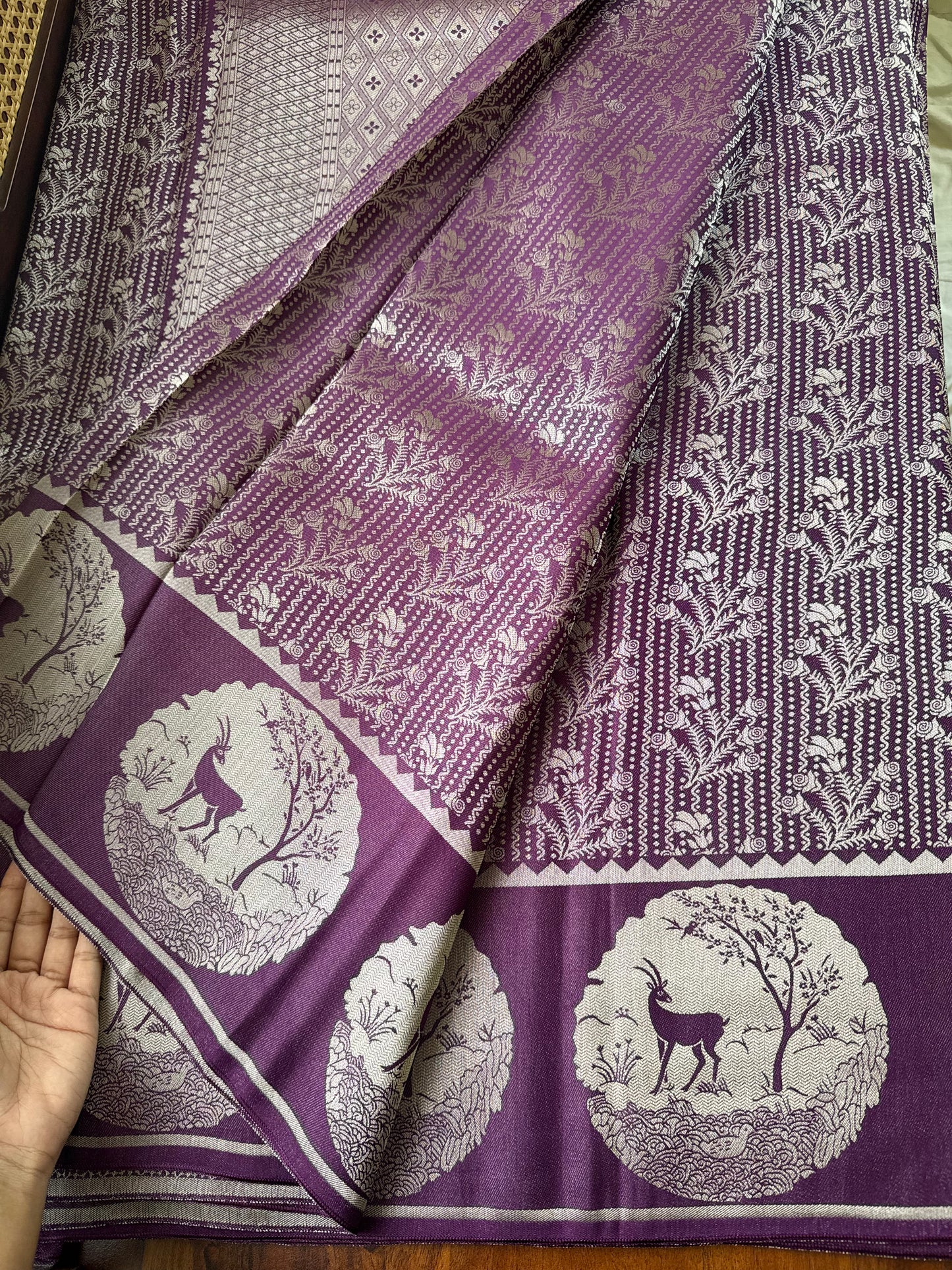 Soft Semi Silk Deer Saree - Warm Violet