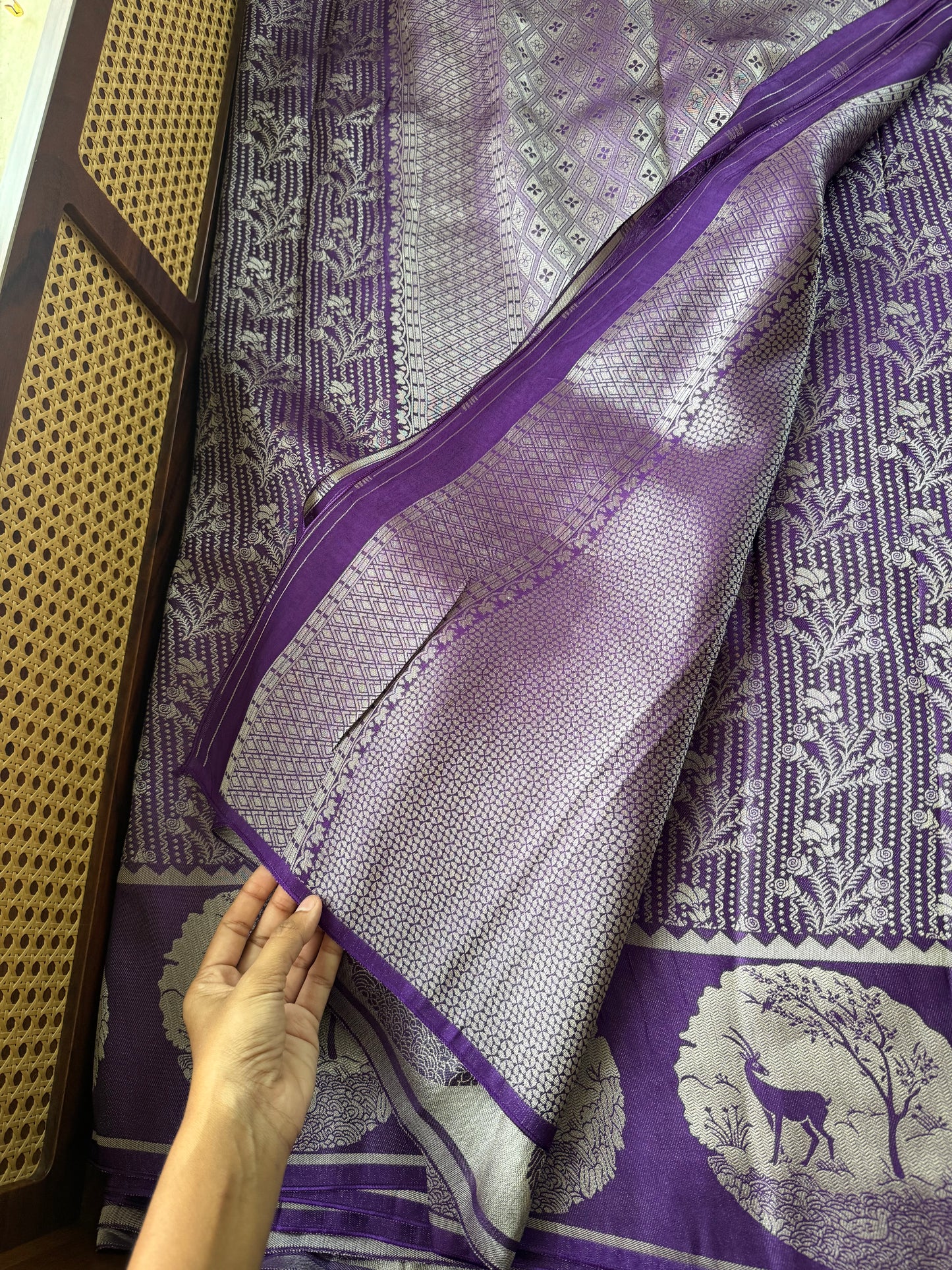 Soft Semi Silk Deer Saree - Cadbury Violet
