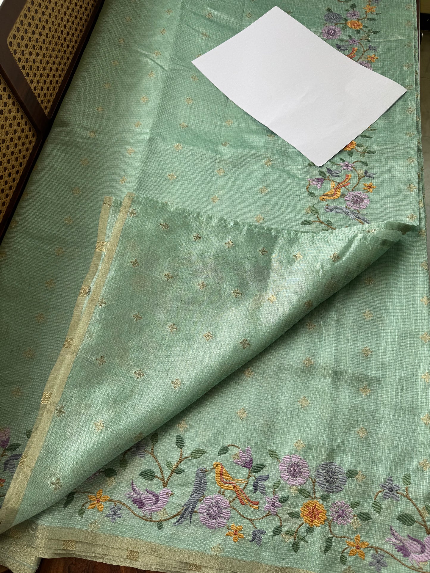 Embroidered Tussar Blend - Green