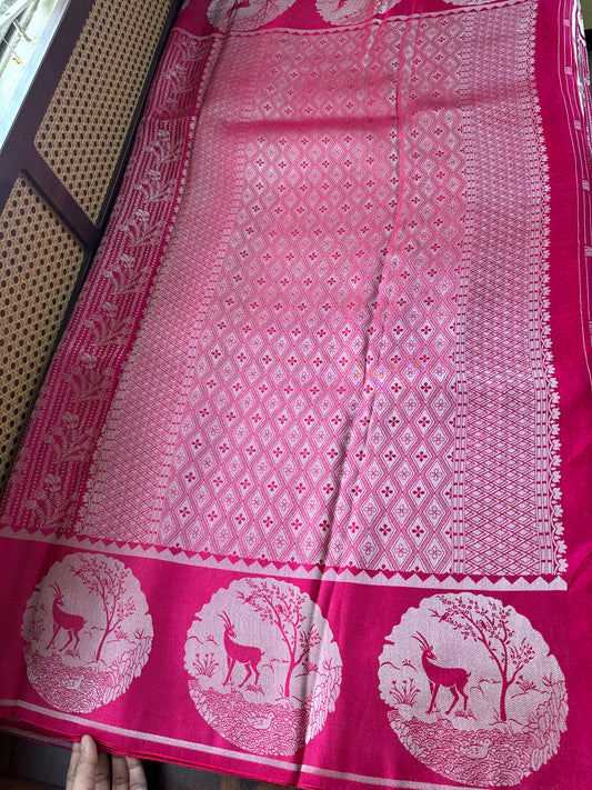 Soft Semi Silk Deer Saree - Pink
