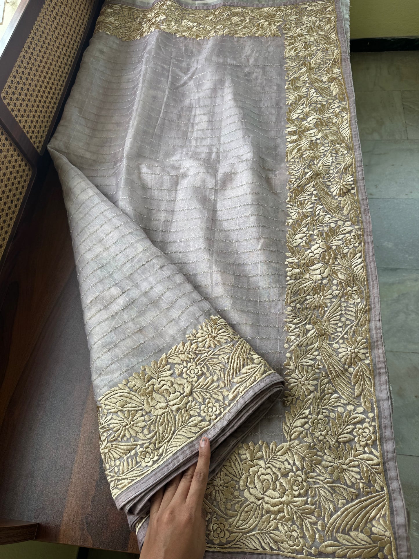 Delicate Tissue Organza Saree - Lavender