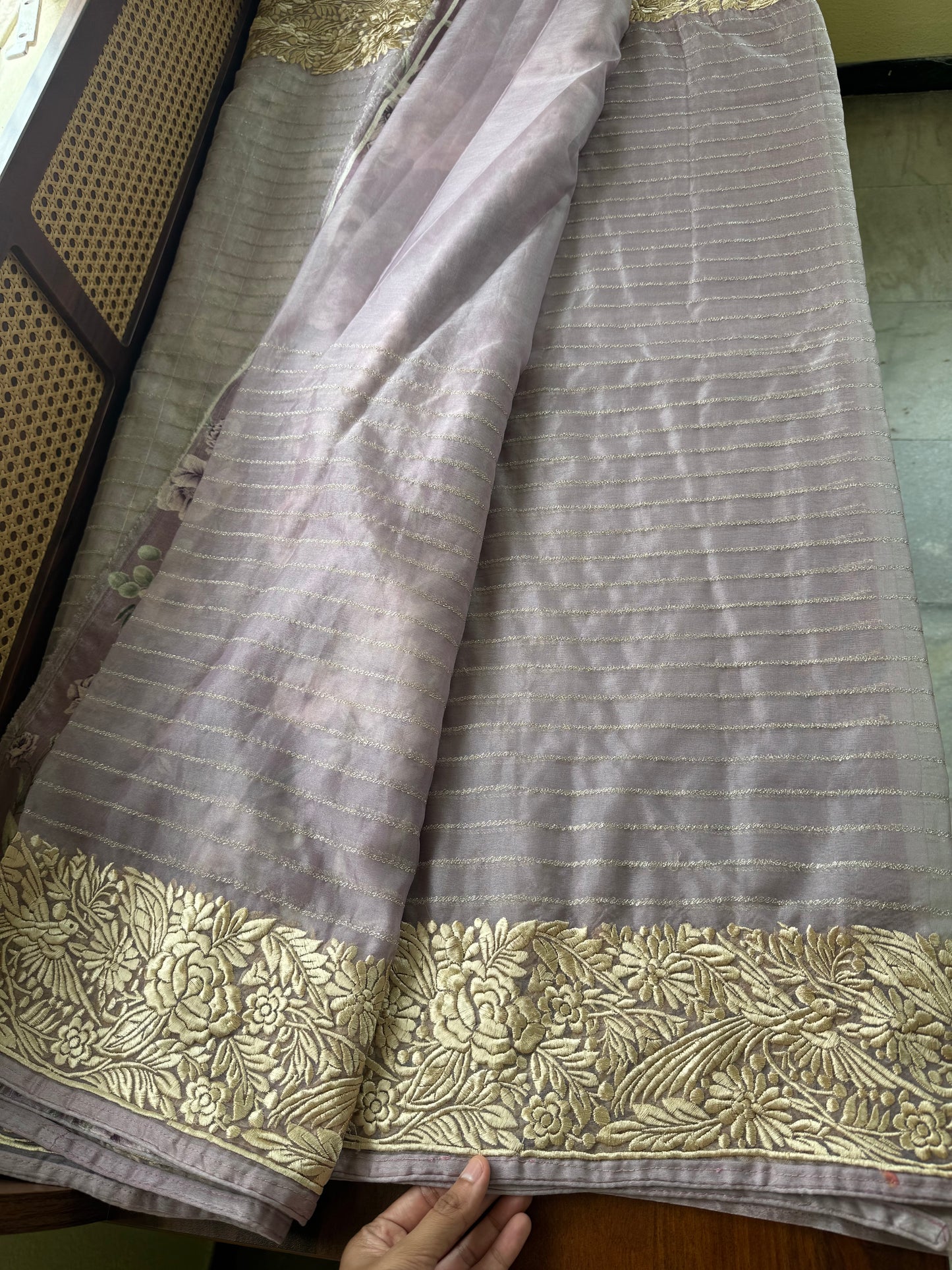 Delicate Tissue Organza Saree - Lavender