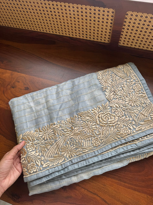 Delicate Tissue Organza Saree - Pastel Blue