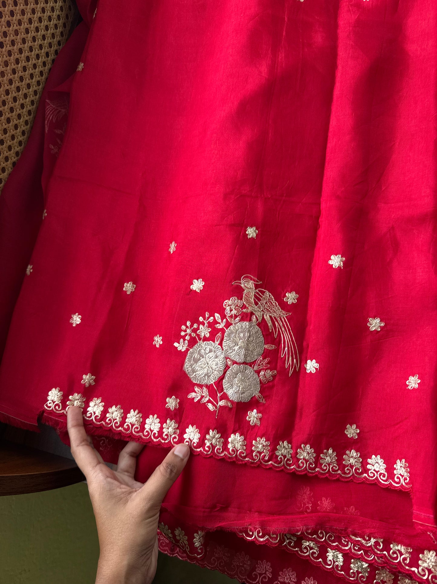 Luxe Georgette Saree with pita work & heavy blouse- Red