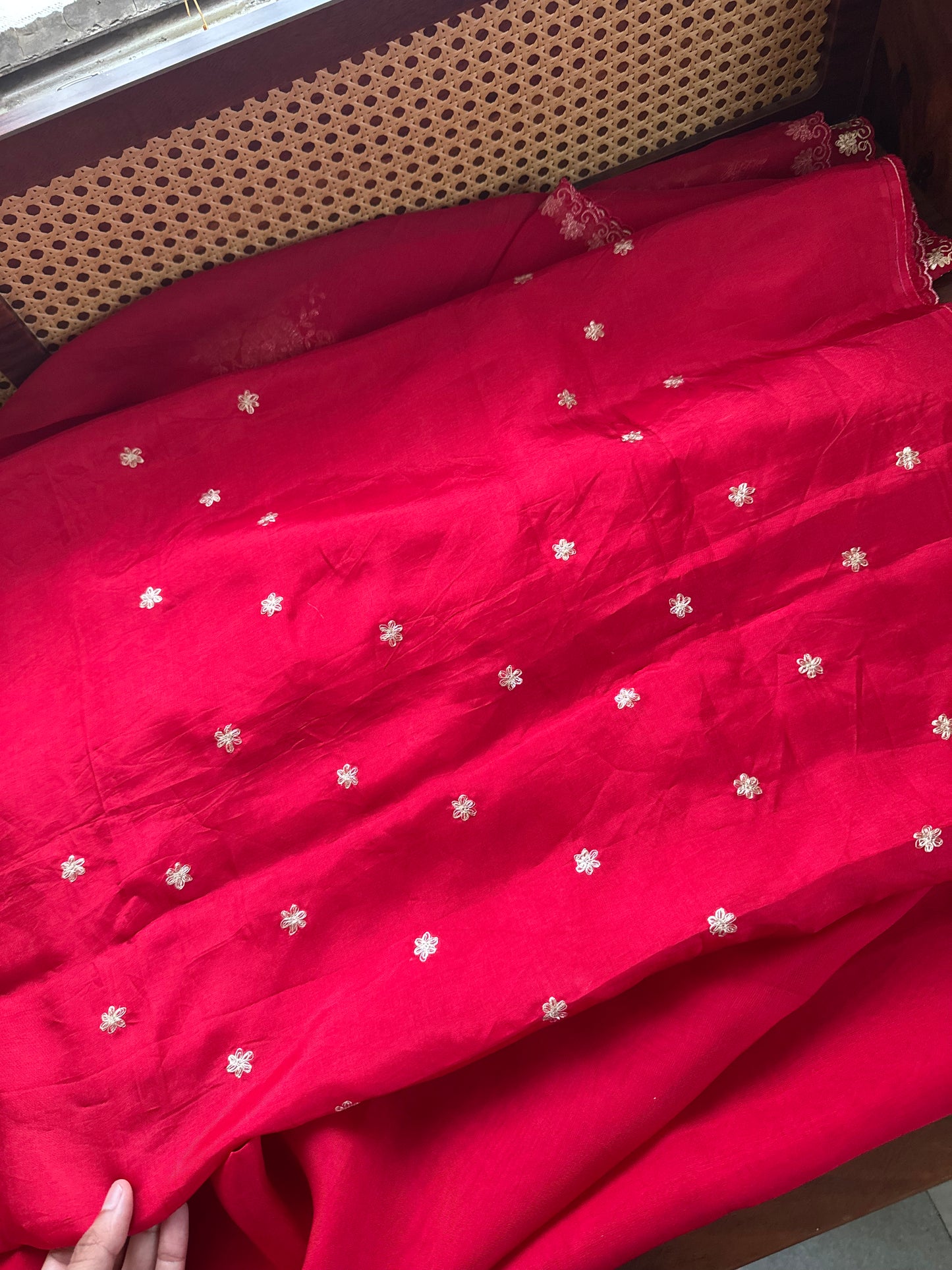 Luxe Georgette Saree with pita work & heavy blouse- Red
