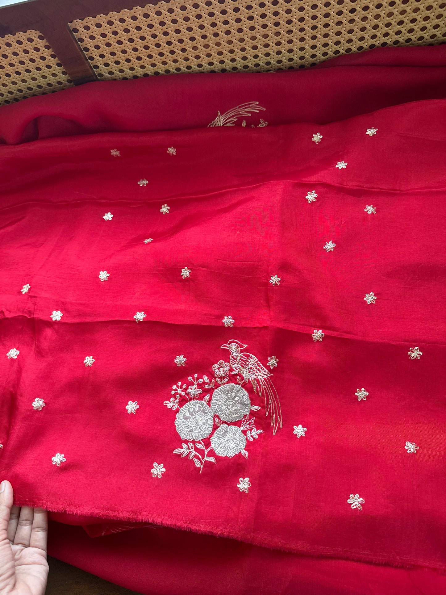 Luxe Georgette Saree with pita work & heavy blouse- Red