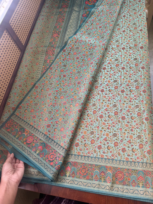 Luxe Pashmina Style Semi Silk Saree - Blue