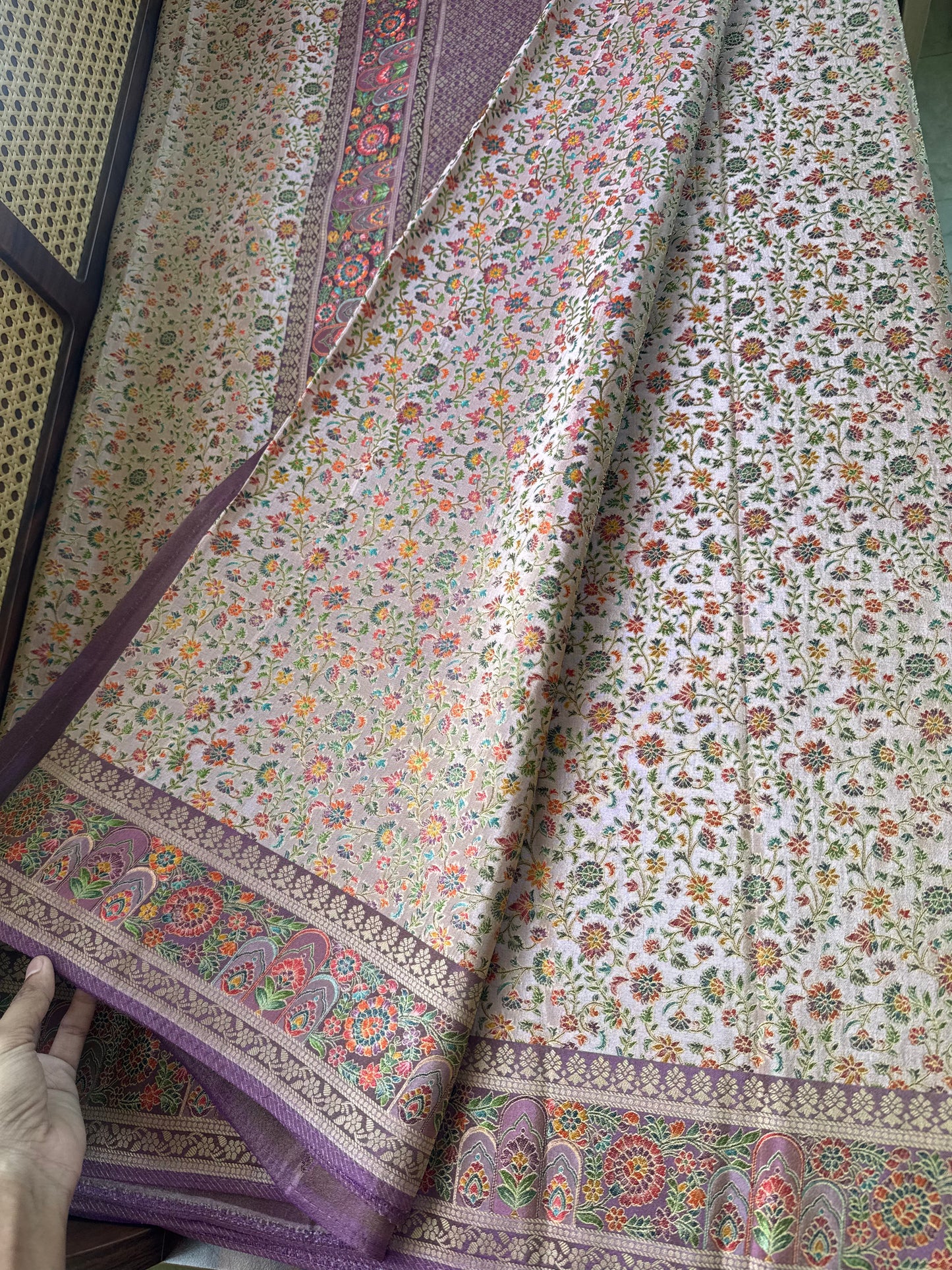 Luxe Pashmina Style Semi Silk Saree - Lavender Violet