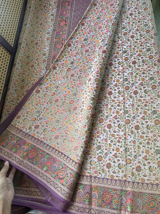 Luxe Pashmina Style Semi Silk Saree - Lavender Violet