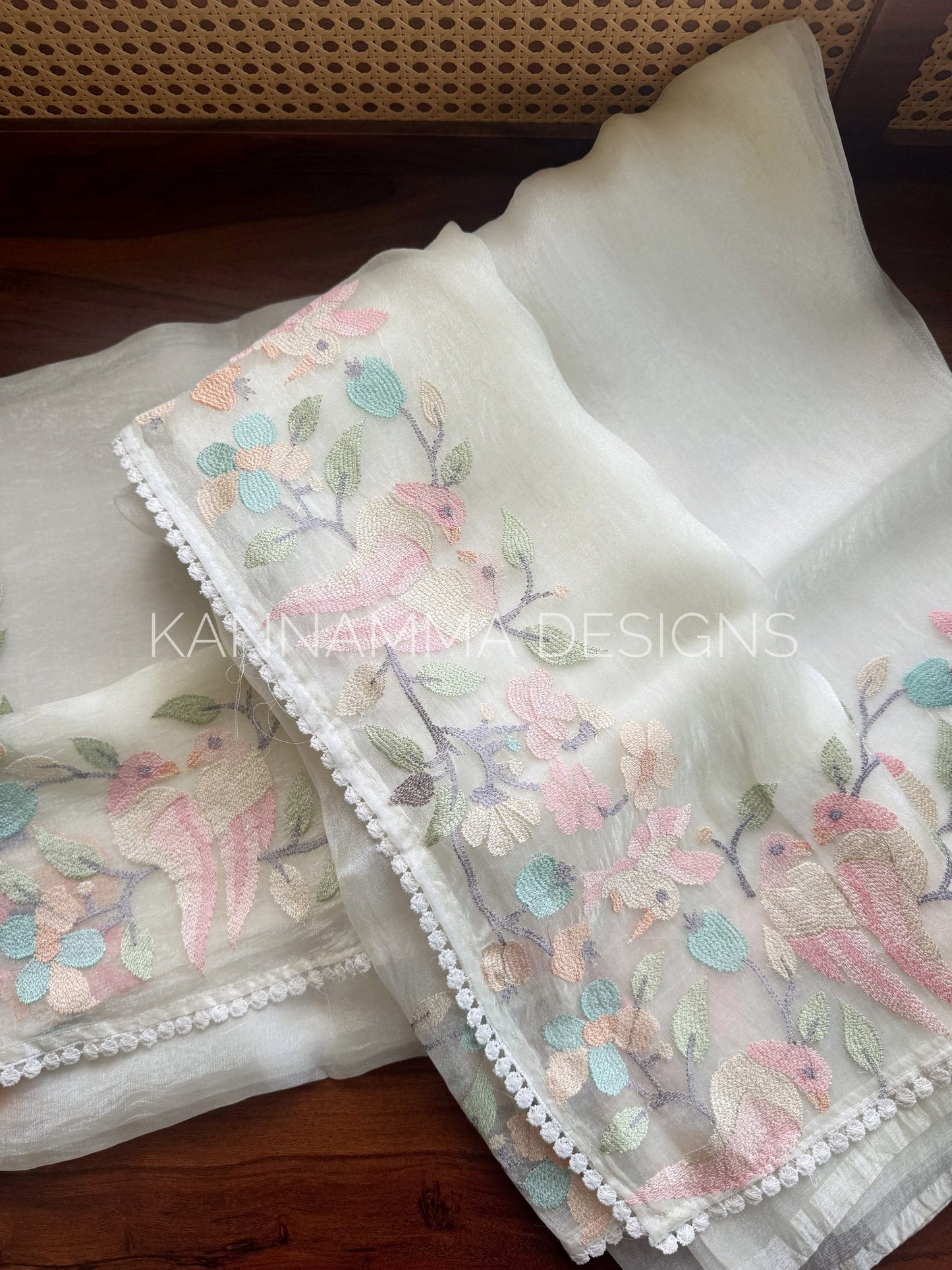 Tissue Organza Saree - White