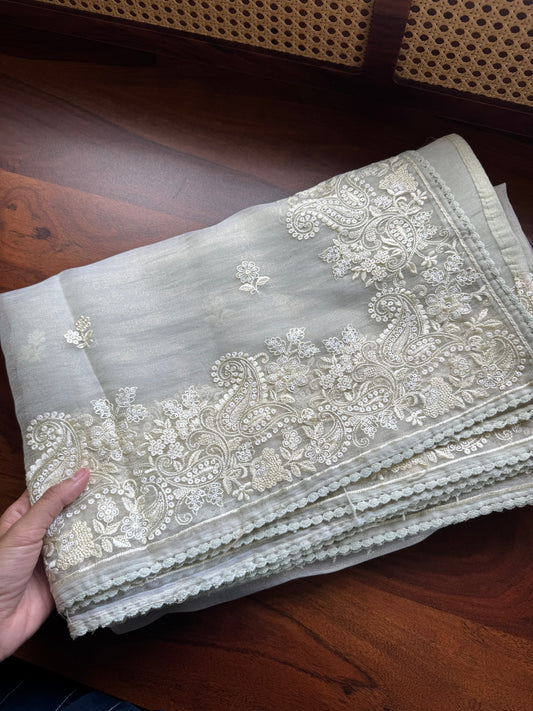 Tissue Organza Saree - Grey