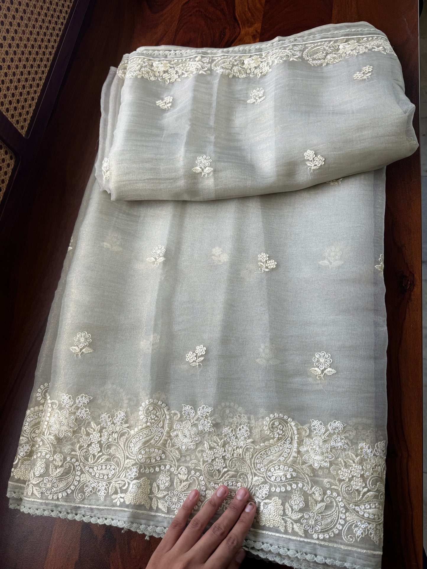 Tissue Organza Saree - Grey