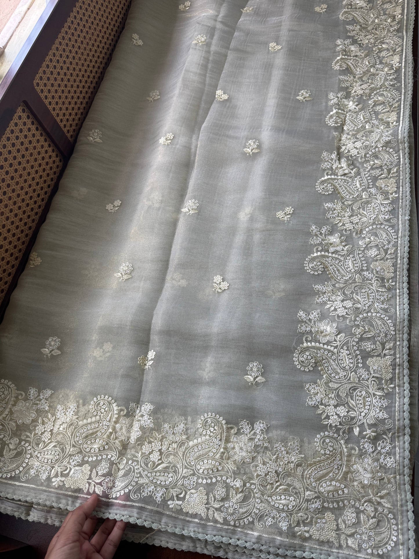 Tissue Organza Saree - Grey