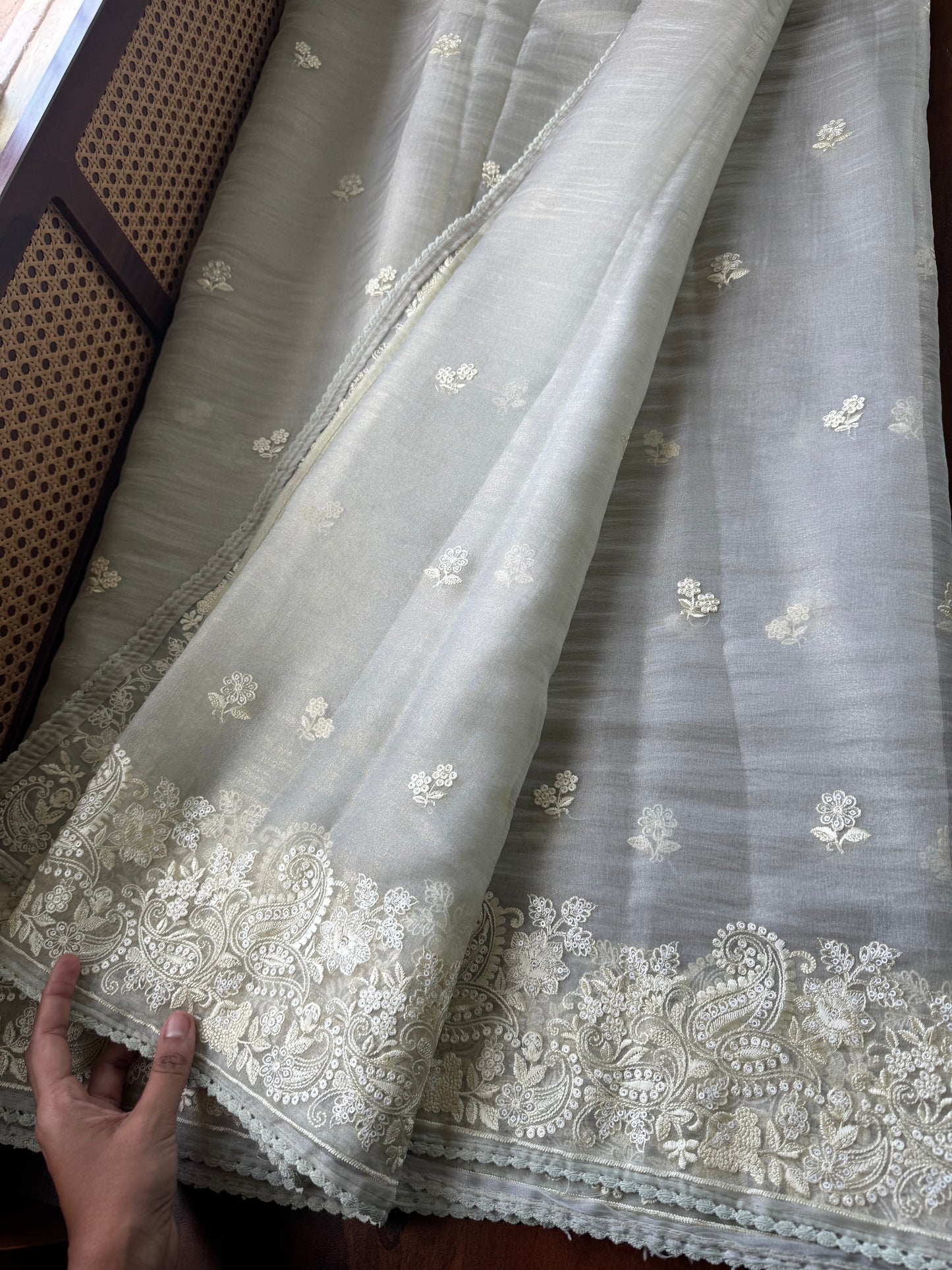 Tissue Organza Saree - Grey