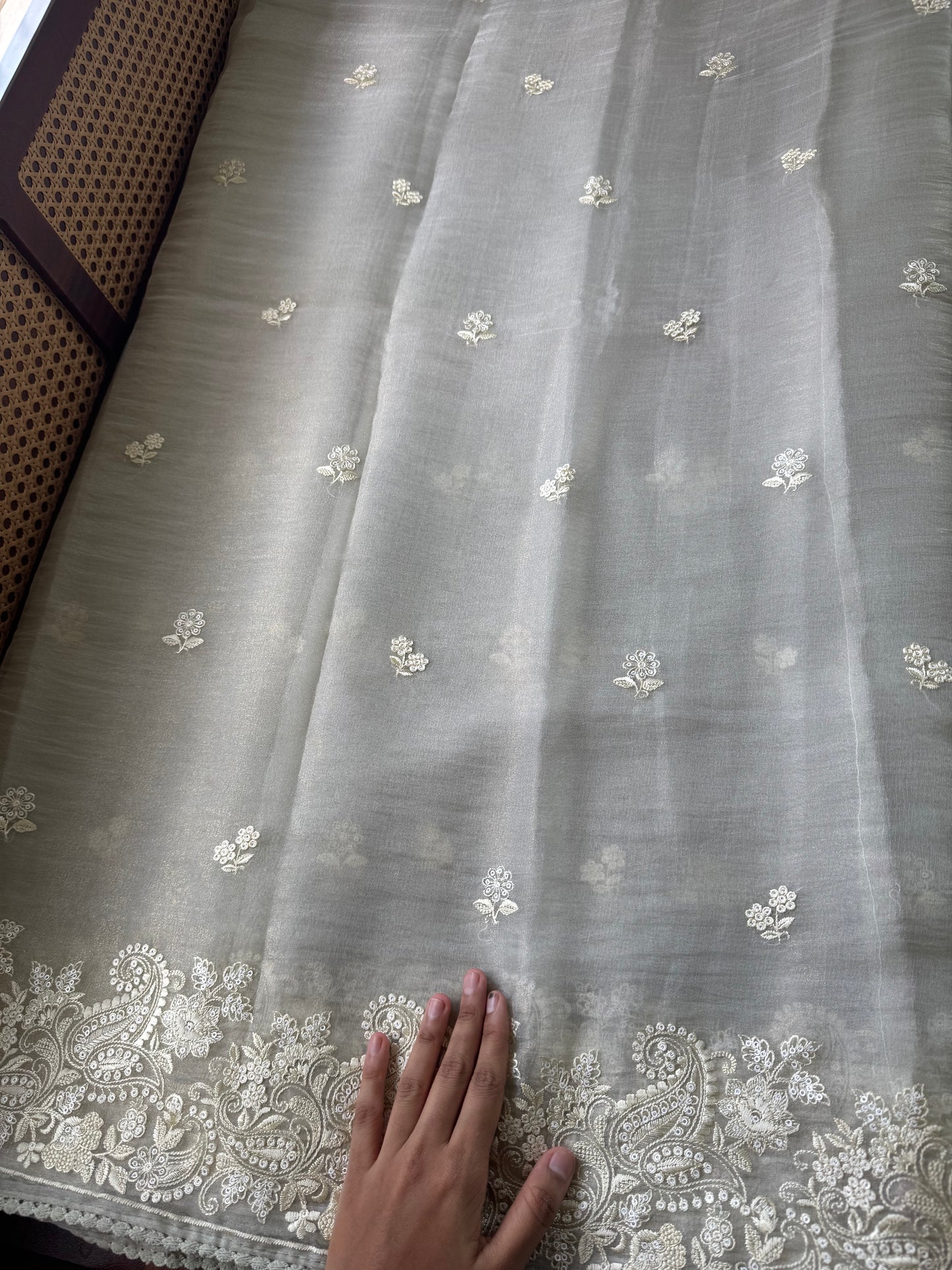 Tissue Organza Saree - Grey