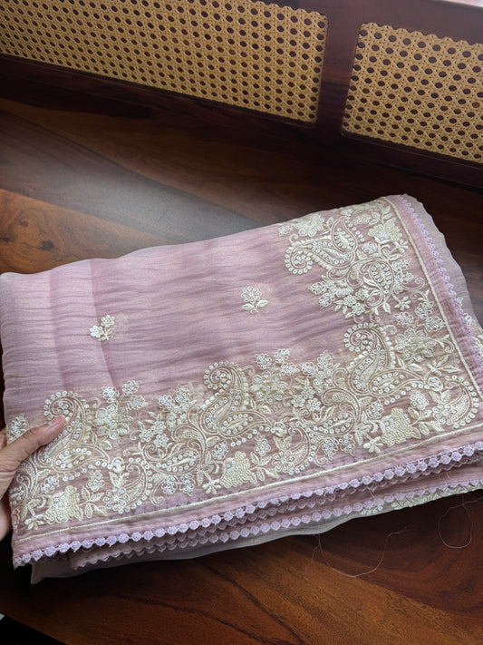 Tissue Organza Saree - Pink