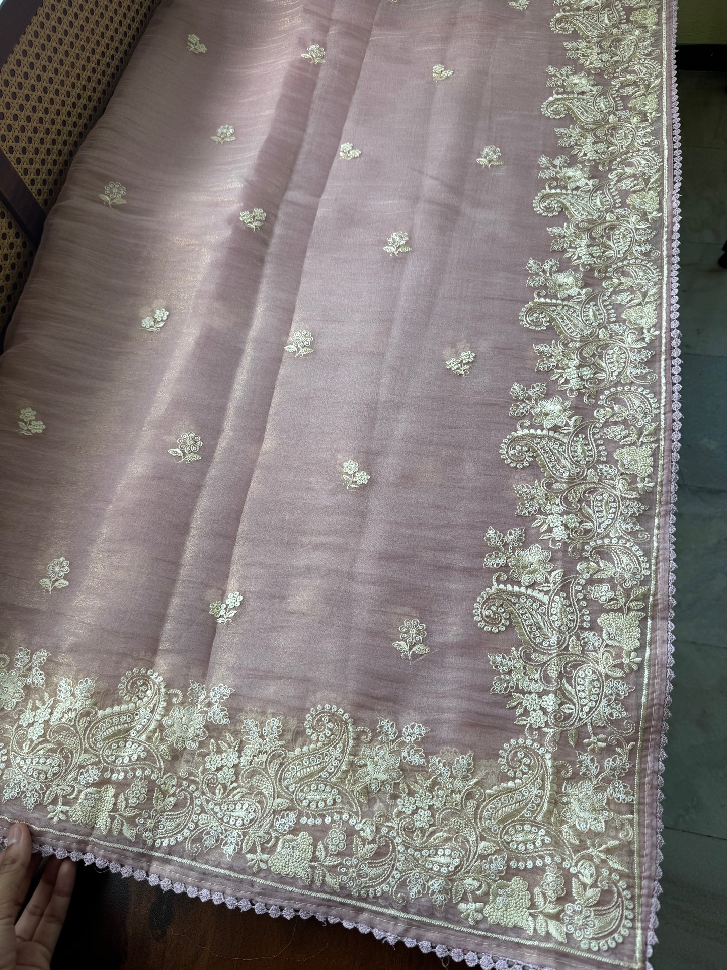 Tissue Organza Saree - Pink