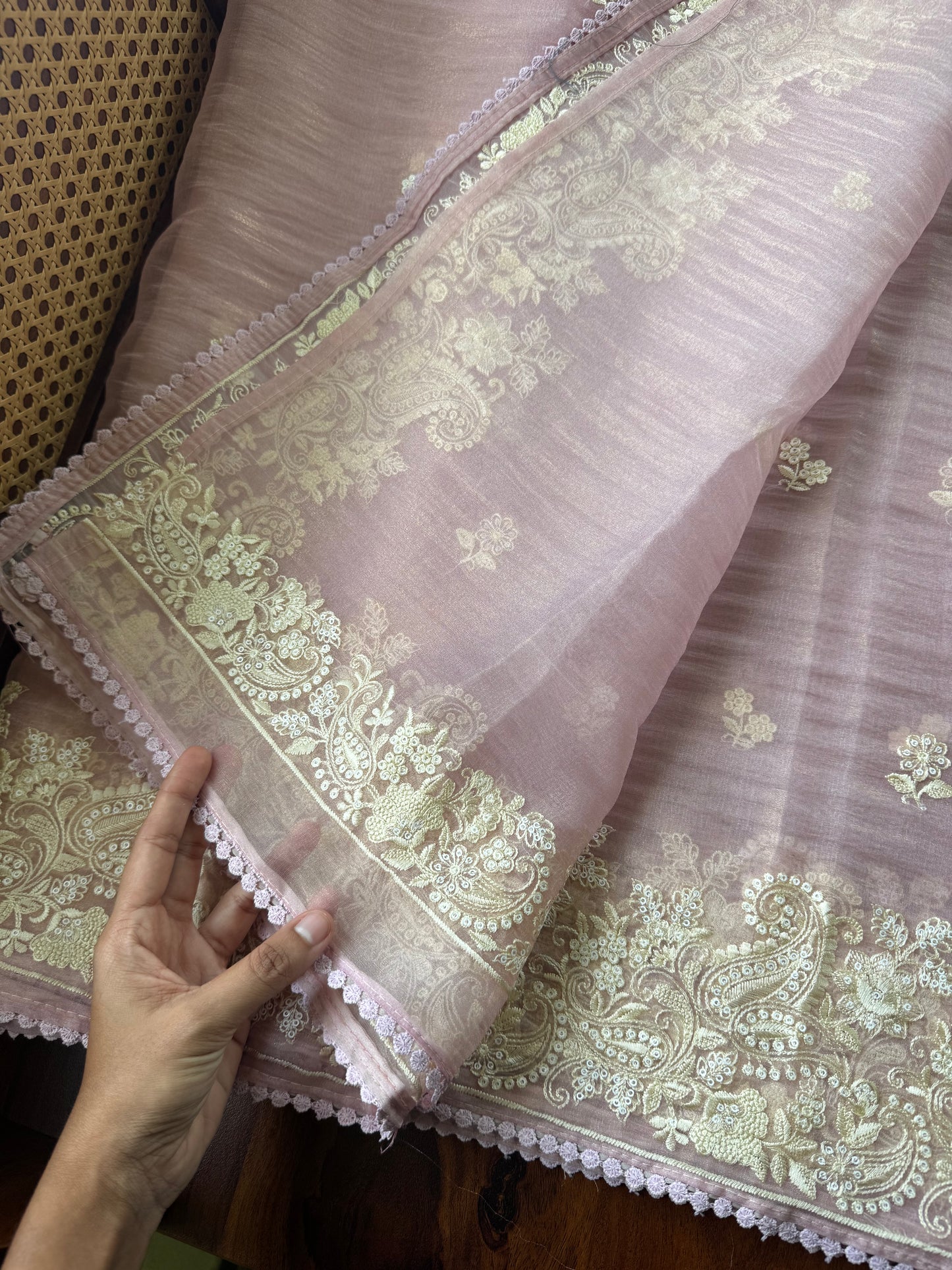 Tissue Organza Saree - Pink