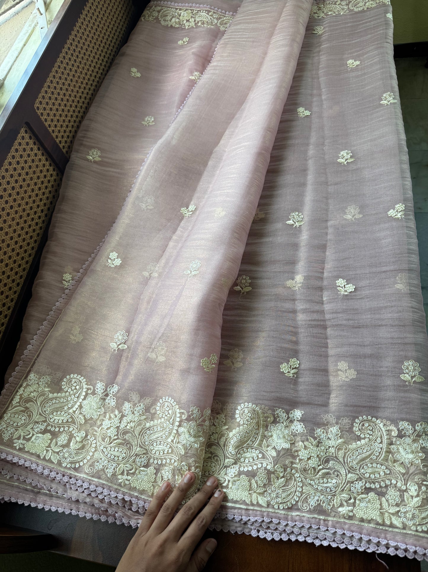 Tissue Organza Saree - Pink