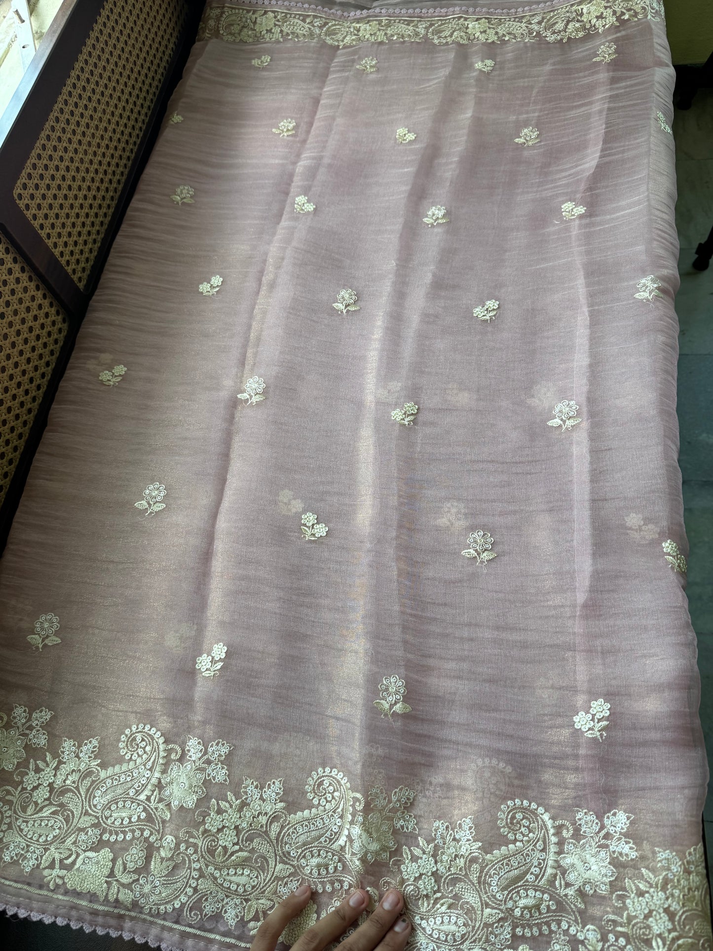 Tissue Organza Saree - Pink