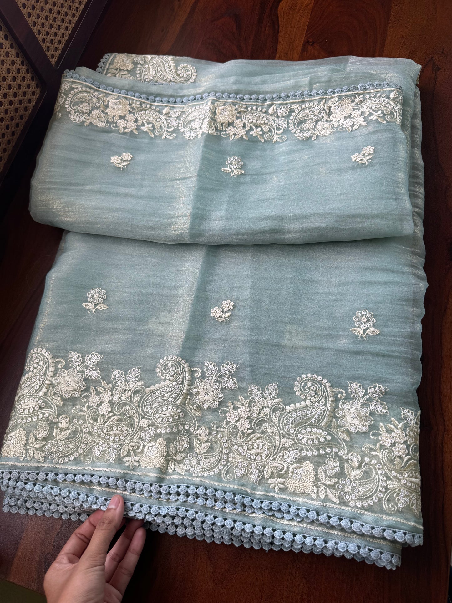 Tissue Organza Saree - Blue