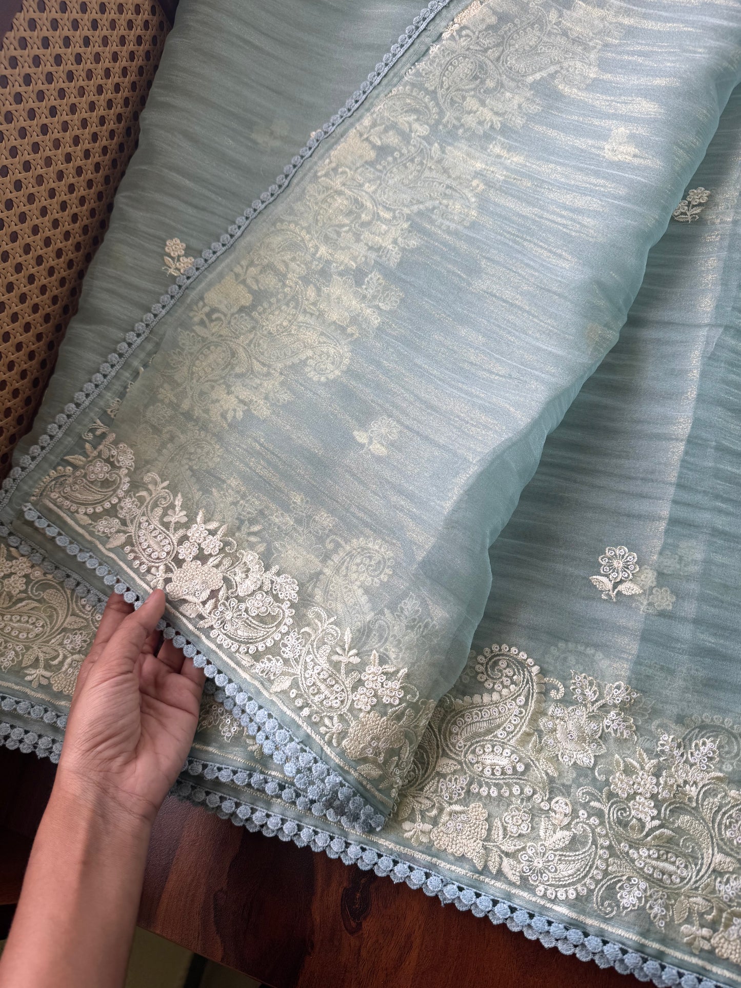 Tissue Organza Saree - Blue