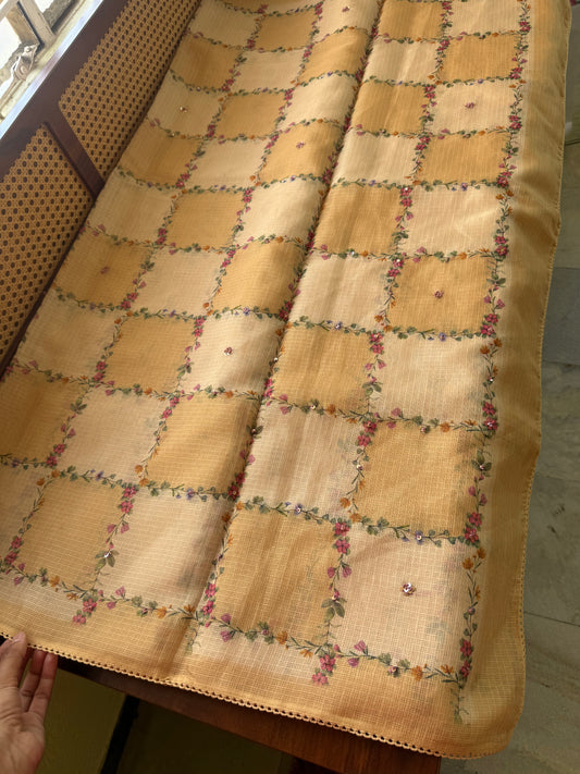 Soft Printed Kota Saree - Yellow