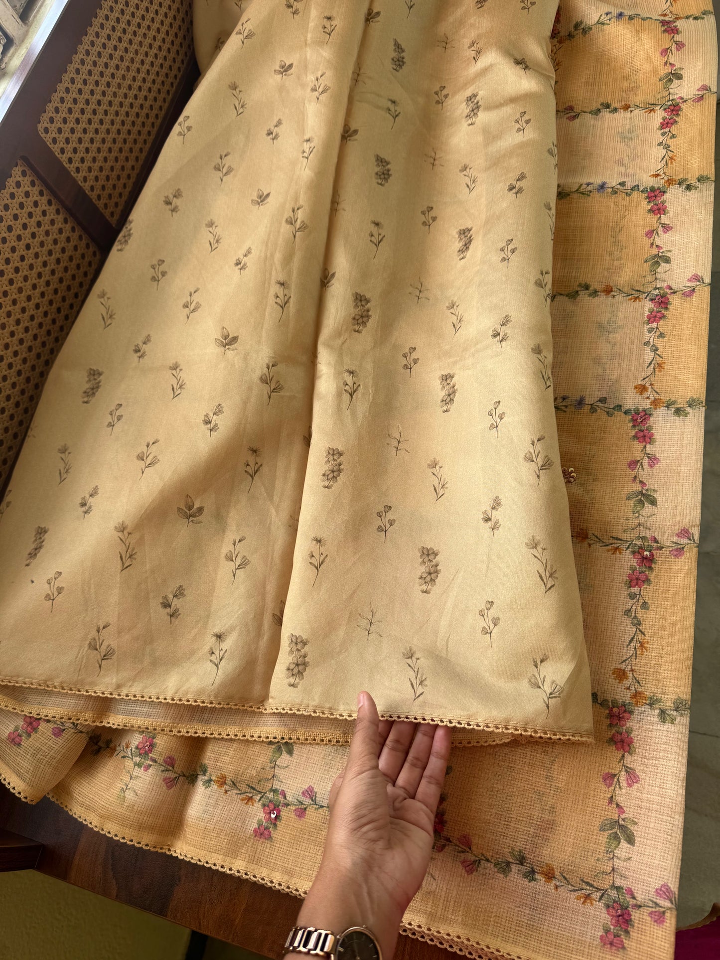 Soft Printed Kota Saree - Yellow
