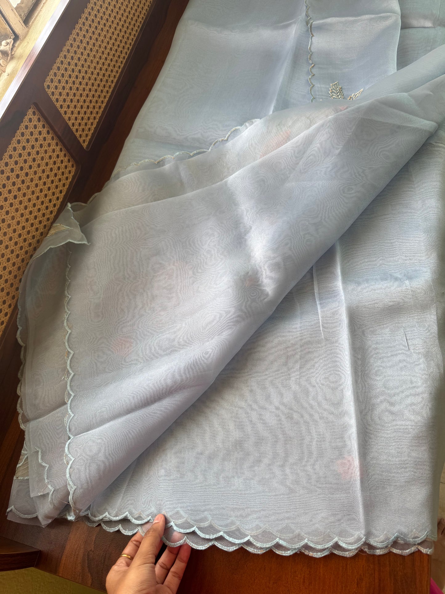 Designer Tissue Organza Saree - Blue