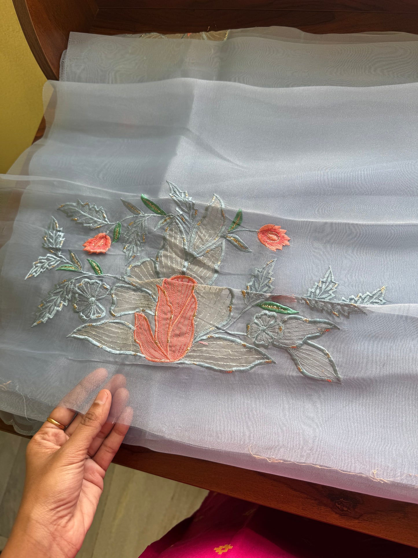 Designer Tissue Organza Saree - Blue