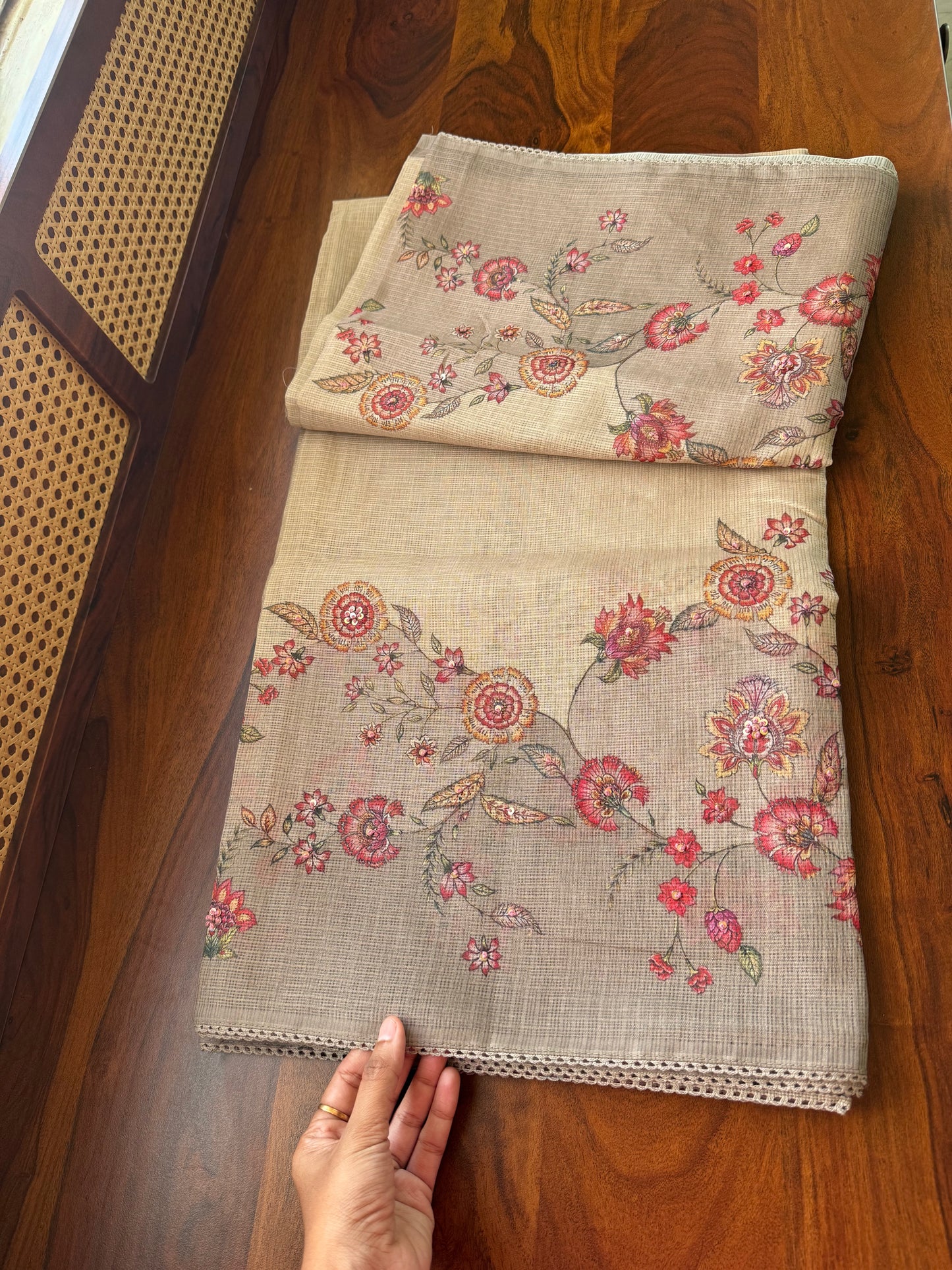 Soft Printed Kota Saree - Grey