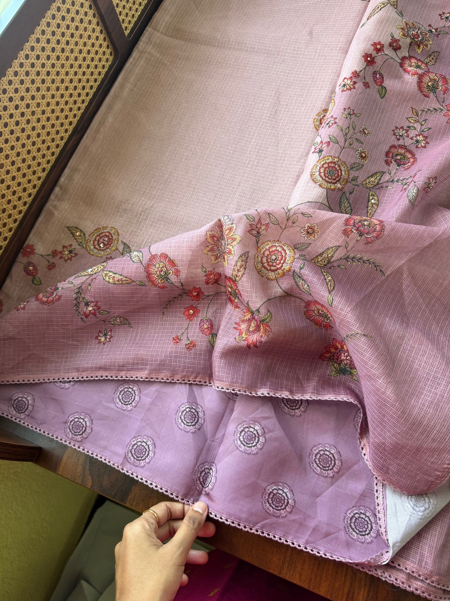 Soft Printed Kota Saree - Pink