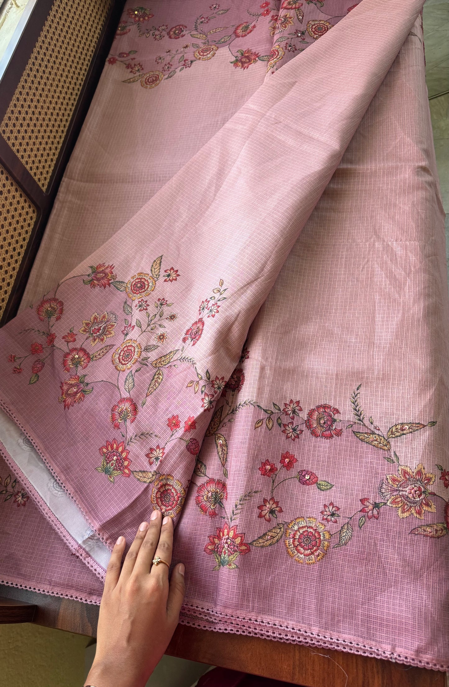 Soft Printed Kota Saree - Pink