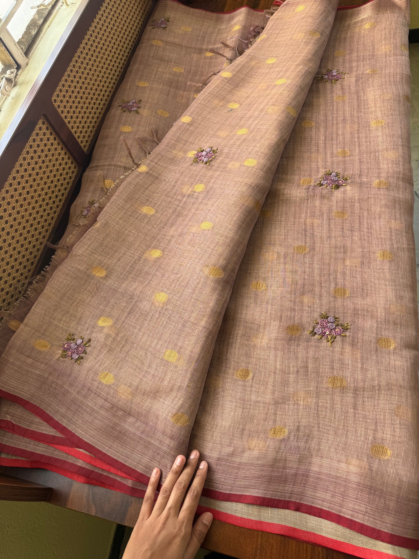 Premium Tissue Linen Sarees with heavy blouse - Lavender