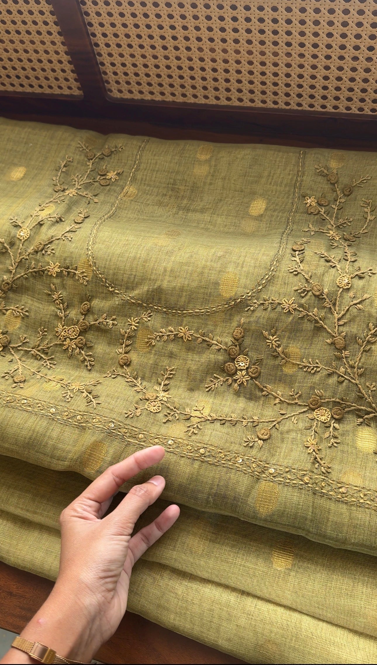 Premium Tissue Linen Sarees with heavy blouse - Green