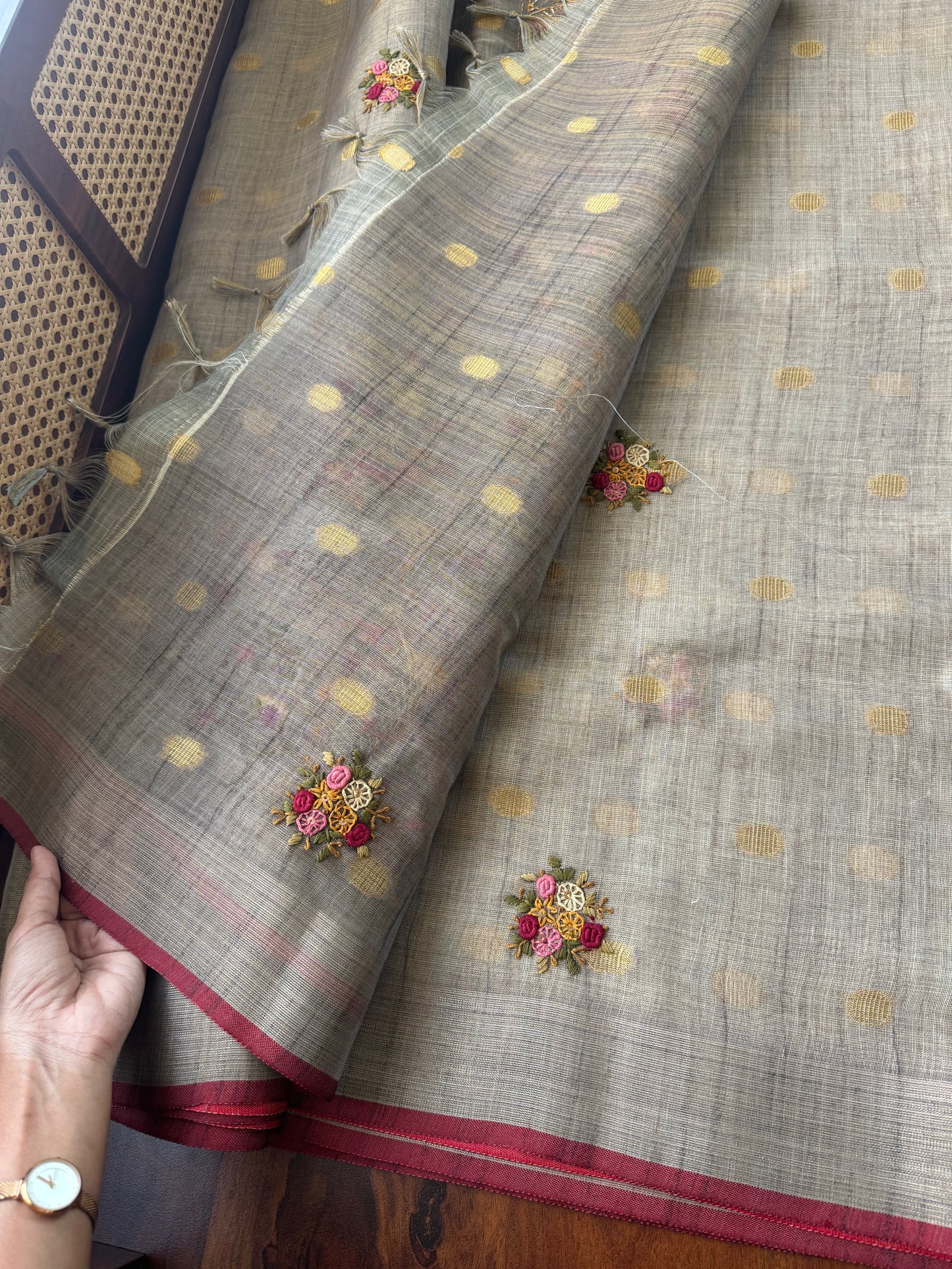 Premium Tissue Linen Sarees - Grey